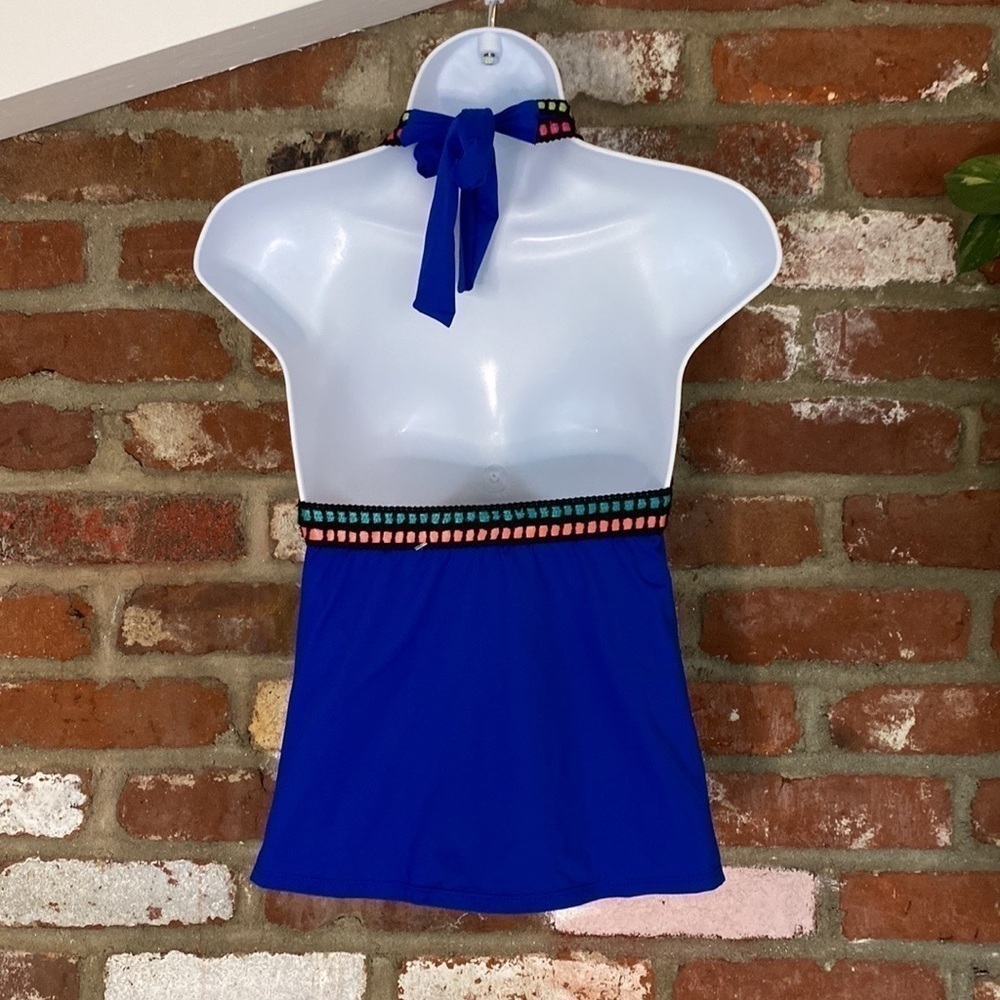 La Blanca Threading Along Triangle Blue Tankini Set size 4 - Picture 7 of 14
